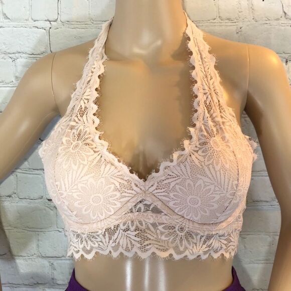 PINK Victoria's Secret Lightly Lined Bralette Pink Floral Small S - Picture 2 of 14